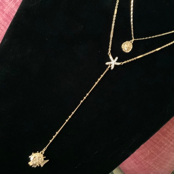 Lilly Pulitzer NECKLACE Gold Seascape Starfish Layered Chain CRYSTAL Charm NWT - Picture 14 of 14